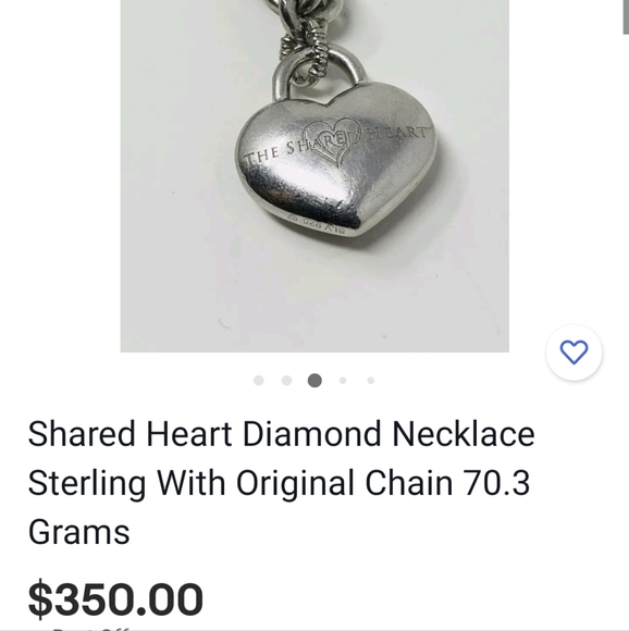 Sterling Silver necklace with diamonds  heart charm - Picture 16 of 16